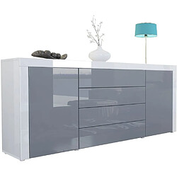 Mpc Buffet blanc et façade gris brillant (HxLxP) : 72 x 167 x 35 cm