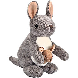 Wild Republic peluche kangourou de 20 cm gris blanc