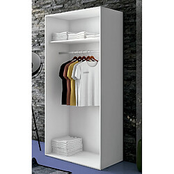 Avis Pegane Armoire, meuble de rangement 2 portes coloris blanc - Longueur 100 x profondeur 50 x hauteur 200 cm