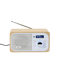 Halterrego Radio DAB+/DAB/FM, connexion Bluetooth, double alarme, écran LCD, Luminosité réglable, antenne téléscopique, RMS 3W, adaptateur inclus, couleur Bois