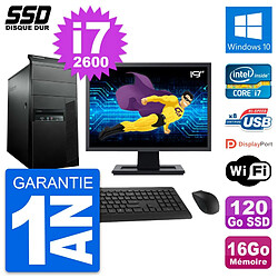 PC Tour Lenovo M91p Ecran 19" Core i7-2600 RAM 16Go SSD 120Go Windows 10 Wifi · Occasion 