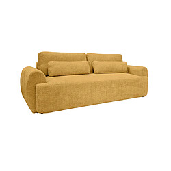 Bestmobilier Mahina - canapé droit 3 places - convertible avec coffre - en tissu bouclette Mahina - canapé droit 3 places - convertible avec coffre - en tissu bouclette - Jaune