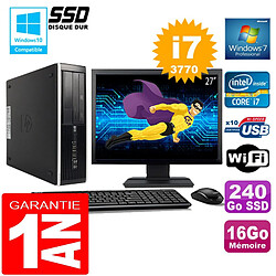 PC HP Compaq 8300 SFF Core I7-3770 Ram 16Go Disque 240 Go SSD Wifi W7 Ecran 27" - Occasion