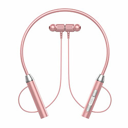 Écouteurs Sans Fil Bluetooth 5.2 Casque De Réduction De Bruit Intra-Auriculaire Suspendu Au Cou Casque De Sport Ergonomique Rose 