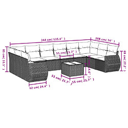 Avis Maison Chic Salon de jardin 11 pcs avec coussins | Ensemble de Table et chaises | Mobilier d'Extérieur gris résine tressée -GKD15369