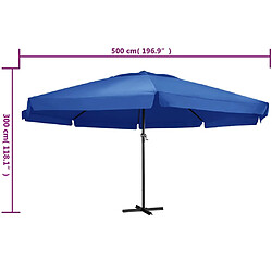 vidaXL Parasol de jardin avec mât en aluminium 500 cm bleu azuré pas cher