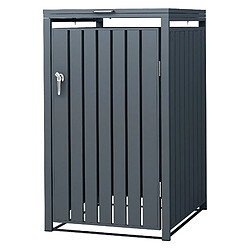 ML-Design Box pour 1 Poubelle, 240L, 68x80x116,3 cm, en Acier, Anthracite, Résistant aux Intempéries, Habillage de Poubelle avec Couvercle Rabattable et 1 Porte, Conteneur Abri Hangar Cache-Poubelle 