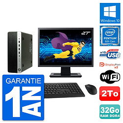 PC HP 600 G3 SFF Ecran 27" Intel G4400 RAM 32Go Disque Dur 2To Windows 10 Wifi · Occasion 