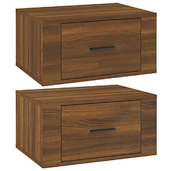 vidaXL Tables de chevet murales 2 pcs Chêne marron 50x36x25 cm