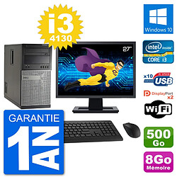 PC Tour Dell 7020 Ecran 27" Intel i3-4130 RAM 8Go Disque 500Go Windows 10 Wifi · Occasion 