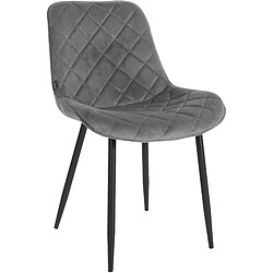 Avis Decoshop26 Lot de 4 chaises de salle à manger en tissu velours confortable gris pieds métal noir couture losange CDS10426