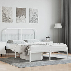 vidaXL Cadre de lit métal sans matelas et tête de lit blanc 140x200 cm