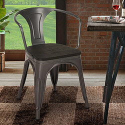 Ahd Amazing Home Design Chaises design industriel en bois et métal de style Tolix Cuisines de bar Steel Wood Arm, Couleur: Gris foncé