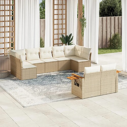 vidaXL Salon de jardin avec coussins 9 pcs beige résine tressée