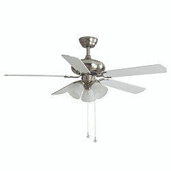 Sulion Sulion072822 Nickel Mat Ventilateur De Plafond 3 Pales Blanc Gris Avec 3 Lumieres Skuank 