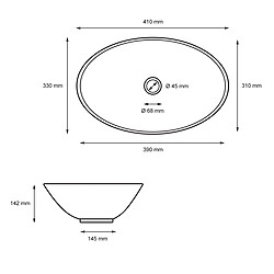 Ecd Germany Lavabo 410x330x142 mm en céramique blanche avec kit de vidange sans trop-plein