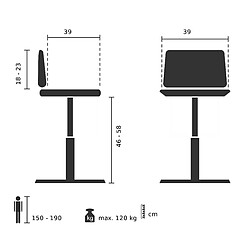 Acheter Tabouret de travail / chaise d'équilibre TOP WORK FLEX PU noir hjh OFFICE