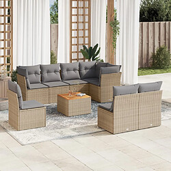 vidaXL Salon de jardin avec coussins 9 pcs beige résine tressée 