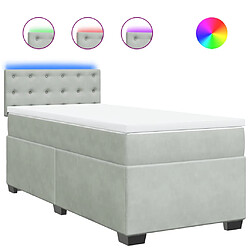 Vidaxl Sommier à lattes de lit et matelas Gris clair 100x200cm Velours 