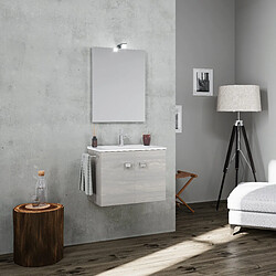 Kiamami Valentina MEUBLE DE SALLE DE BAIN 60CM GRIS AVEC PORTE-SERVIETTES INCORPORÉ | SQUARE