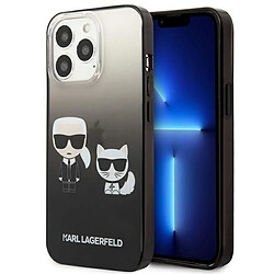 Karl Lagerfeld Gradient Ikonik Karl & Choupette - Coque pour iPhone 13 Pro (Noir) 