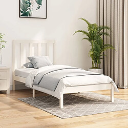 Maison Chic Lit Moderne Chambre - Cadre/structure de lit pour adulte Blanc Bois de pin massif 100x200 cm -MN77557