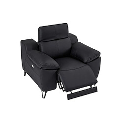 Vente-Unique Fauteuil relax électrique en cuir noir ROVETO pas cher