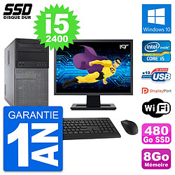 PC Tour Dell 790 MT Ecran 19" Intel i5-2400 RAM 8Go SSD 480Go Windows 10 Wifi · Occasion 