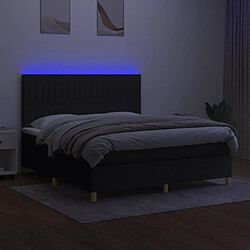 Avis vidaXL Sommier à lattes de lit et matelas et LED Noir 180x200 cm Tissu