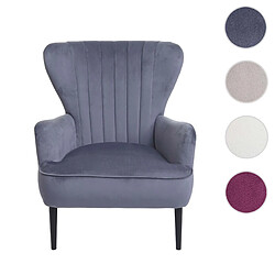 Mendler Fauteuil Lounge HWC-K37, Fauteuil Cocktail Fauteuil rembourré, velours ~ gris