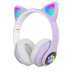 Universal Casque bluetooth sans fil casque chat avec lumière LED (violet)