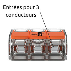 Borne de raccordement S221 Compact - 3 entrées - conducteurs 0.5 à 6mm² - Wago