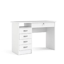 Alter Bureau avec cinq tiroirs, couleur blanche, Dimensions 109 x 75 x 48 cm