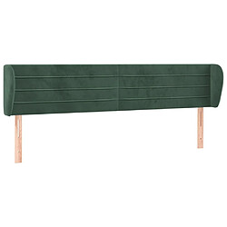 Tête de lit scandinave avec oreilles,meuble de chambre Vert foncé 203x23x78/88 cm Velours -MN65691