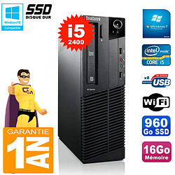 PC Lenovo M92p SFF Core I5-2400 16Go Disque 960Go SSD Graveur DVD Wifi W7 - Occasion