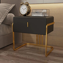 Avis Meubler Design Table De Chevet Moderne Avec Un Tiroir, Cuir Pu, Pieds Dorés Mobu - Pu Noir