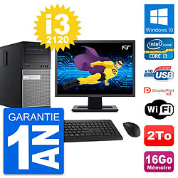 PC Tour Dell 9010 Ecran 19" Intel i3-2120 RAM 16Go Disque 2To Windows 10 Wifi · Occasion 