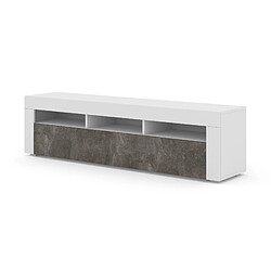 BIM FURNITURE Meuble TV MORENO blanc mat / béton foncé 