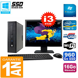 PC HP EliteDesk 800 G1 SFF Ecran 22" Core I3-4130 16Go Disque 960 Go SSD Wifi W7 · Occasion 