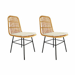 Mes Lot de 2 chaises de jardin 44x56x86 cm effet rotin naturel et noir 