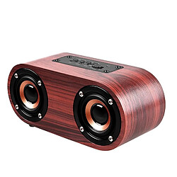 Yonis Enceinte Bluetooth Bois Double Horns 3W Puissance Enceinte Bluetooth Double Cornes en Bois Classique Puissance 3W Autonomie 4-8h Rouge YONIS