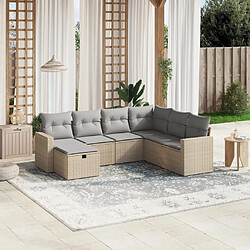 vidaXL Salon de jardin avec coussins 7pcs mélange beige résine tressée 