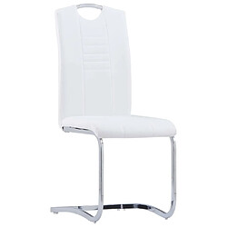 Maison Chic Lot de 6 Chaises à manger cantilever,Chaises à dîner blanc similicuir -MN92805