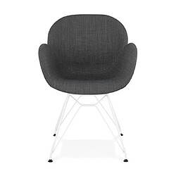 Mes Lot de 2 fauteuils design en tissu gris piétement métal blanc - UMILA