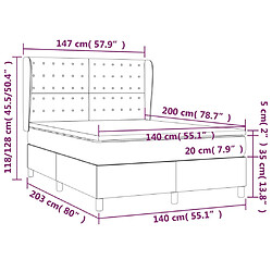 vidaXL Sommier à lattes de lit avec matelas Gris foncé 140x200cm Tissu pas cher