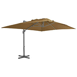 vidaXL Parasol de jardin en porte-à-faux et poteau en aluminium taupe 