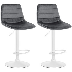 Non Lot de 2 tabourets de bar Lex velours blanc 