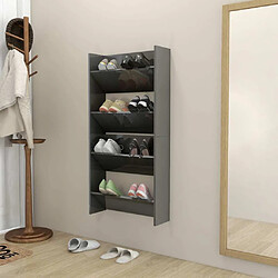 Avis Maison Chic Lot de 2 Armoire à Chaussures murales,Meuble de Rangement à Chaussures Gris brillant 60x18x60 cm -MN71377