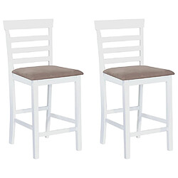 vidaXL Chaises de bar lot de 2 blanc tissu