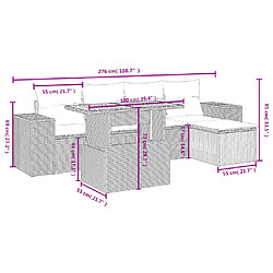 Avis vidaXL Salon de jardin 6 pcs avec coussins gris résine tressée